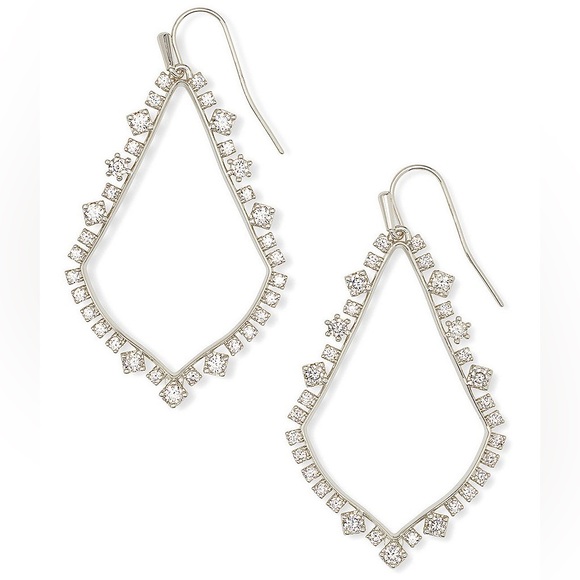 Kendra Scott Sophee Silver Diamond-Shaped 2” Drop Earrings - Picture 1 of 5